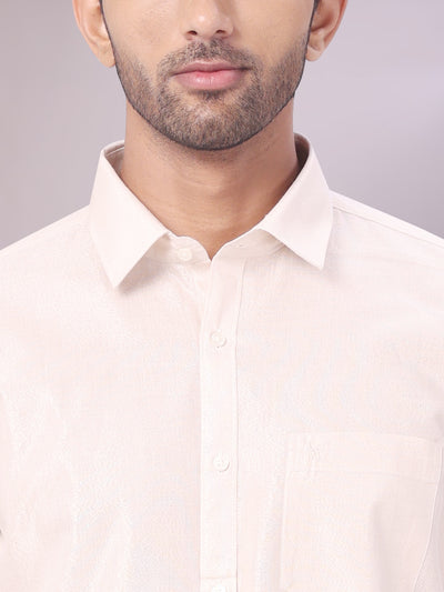 Almond Colour Tissue Shirt for men close view