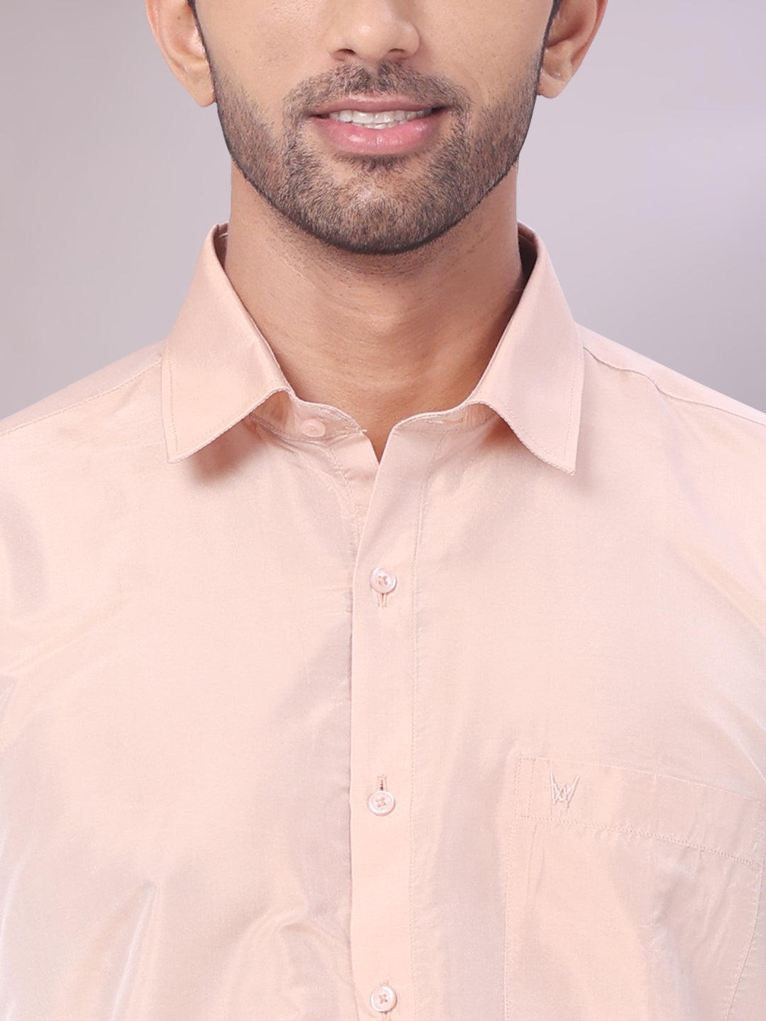 Men's Art Silk Light Copper Full Sleeves Shirt Finesse close view