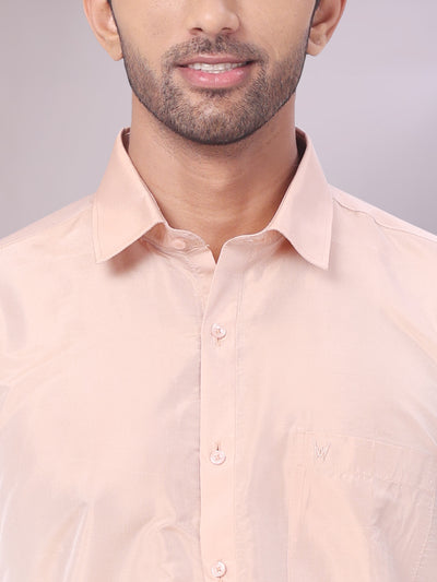 Men's Art Silk Light Copper Full Sleeves Shirt Finesse close view