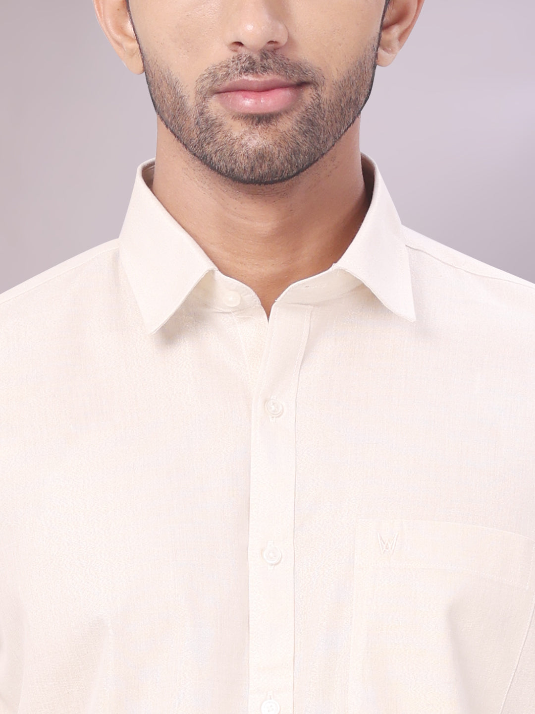 Beige Colour Tissue Shirt for men close view