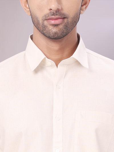 Beige Colour Tissue Shirt for men close view