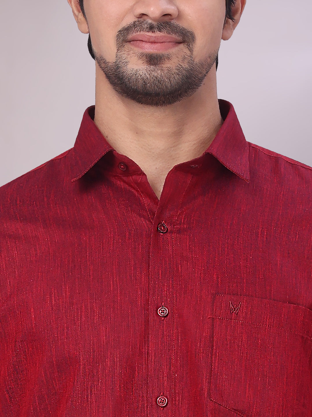 Men's Maroon Colour Shirt Lemax close view