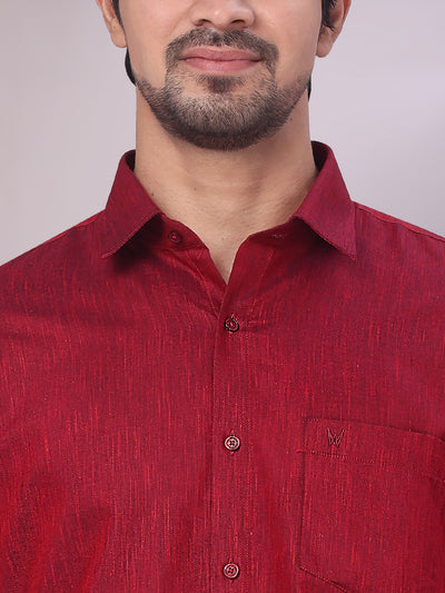 Men's Maroon Colour Shirt Lemax close view