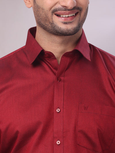 Men's Cotton Maroon Shirt Nector close view