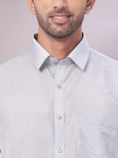 Men's Art Silk Steel Grey Full Sleeves Shirt Finesse close view