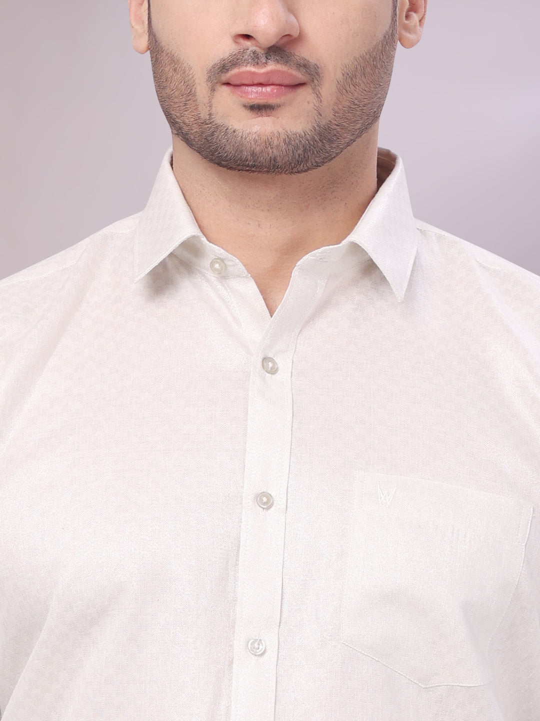 Men's Silver Color Jacquard Shirt Zeebra close view