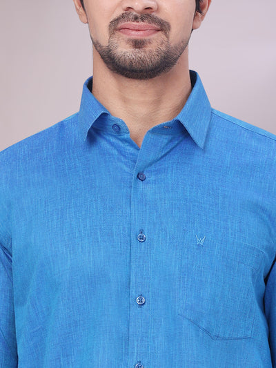 Blue Colour Cotton Shirt close view