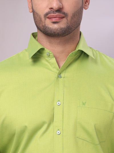Men's Cotton Parrot Green Shirt Nector close view