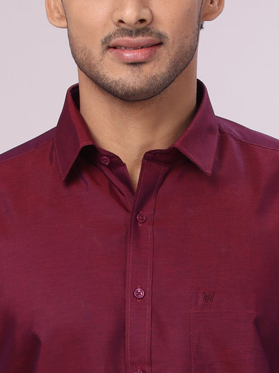 Men's Cotton Maroon Shirt Kandala close view