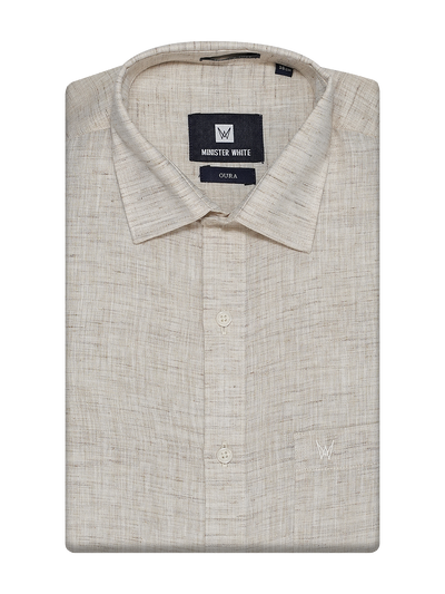 Mens Cotton Beige Colour Regular Fit Shirt Oura by Minister White