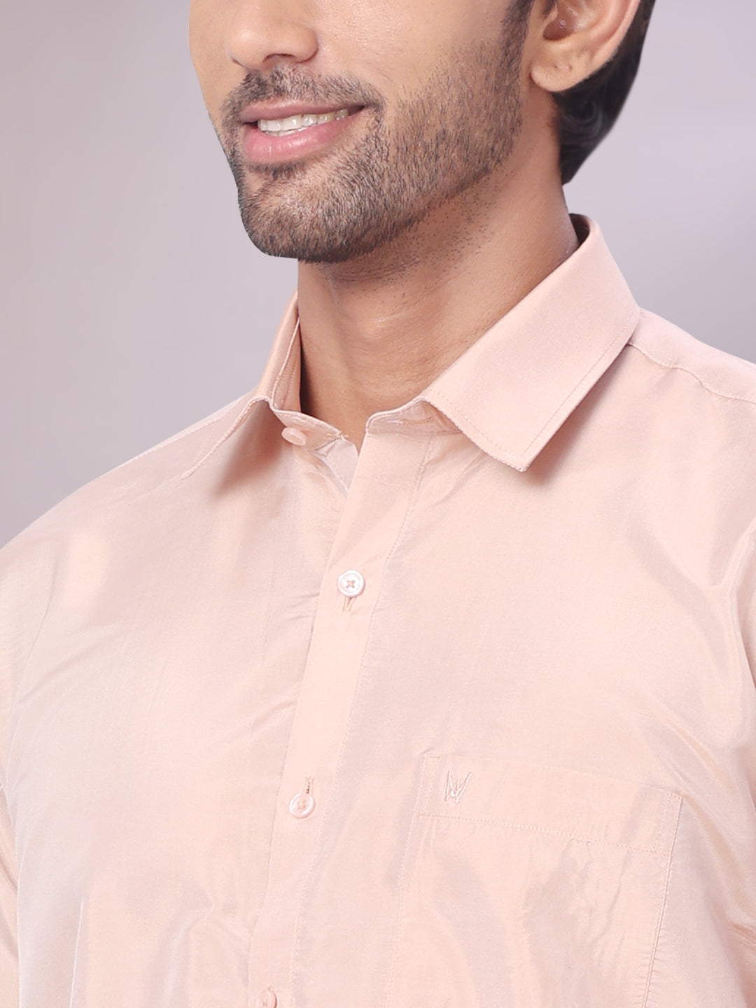 Men's Art Silk Light Copper Full Sleeves Shirt Finesse close view