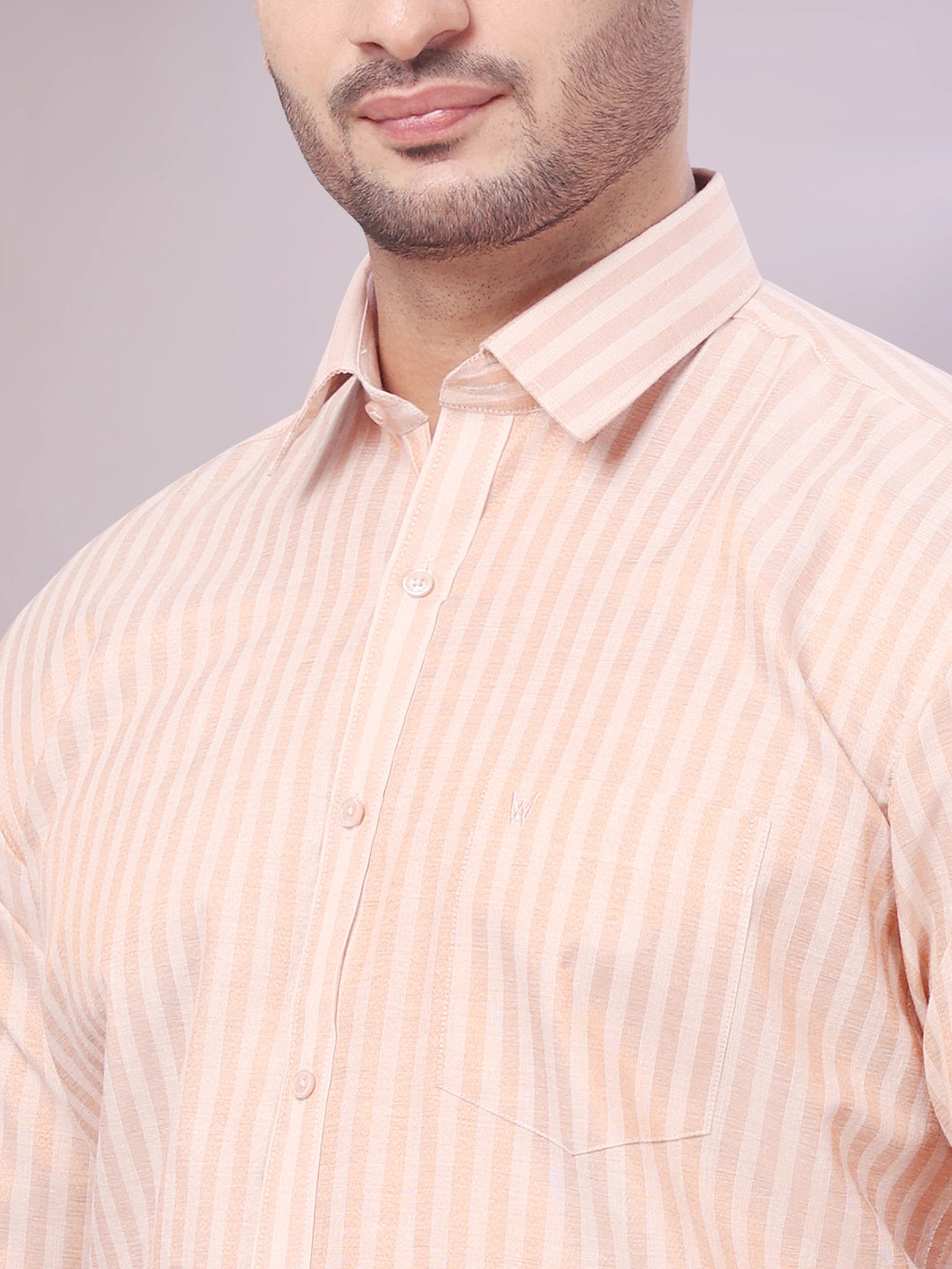 Men's Tissue Stripes Copper Shirt Carter close view
