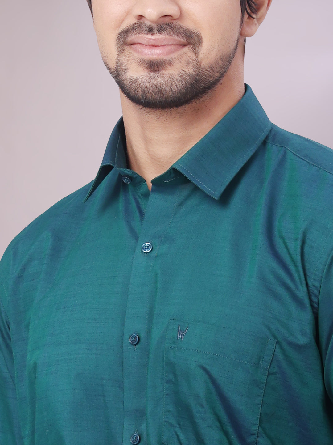 Men's Teal Green Shirt Pinto close view
