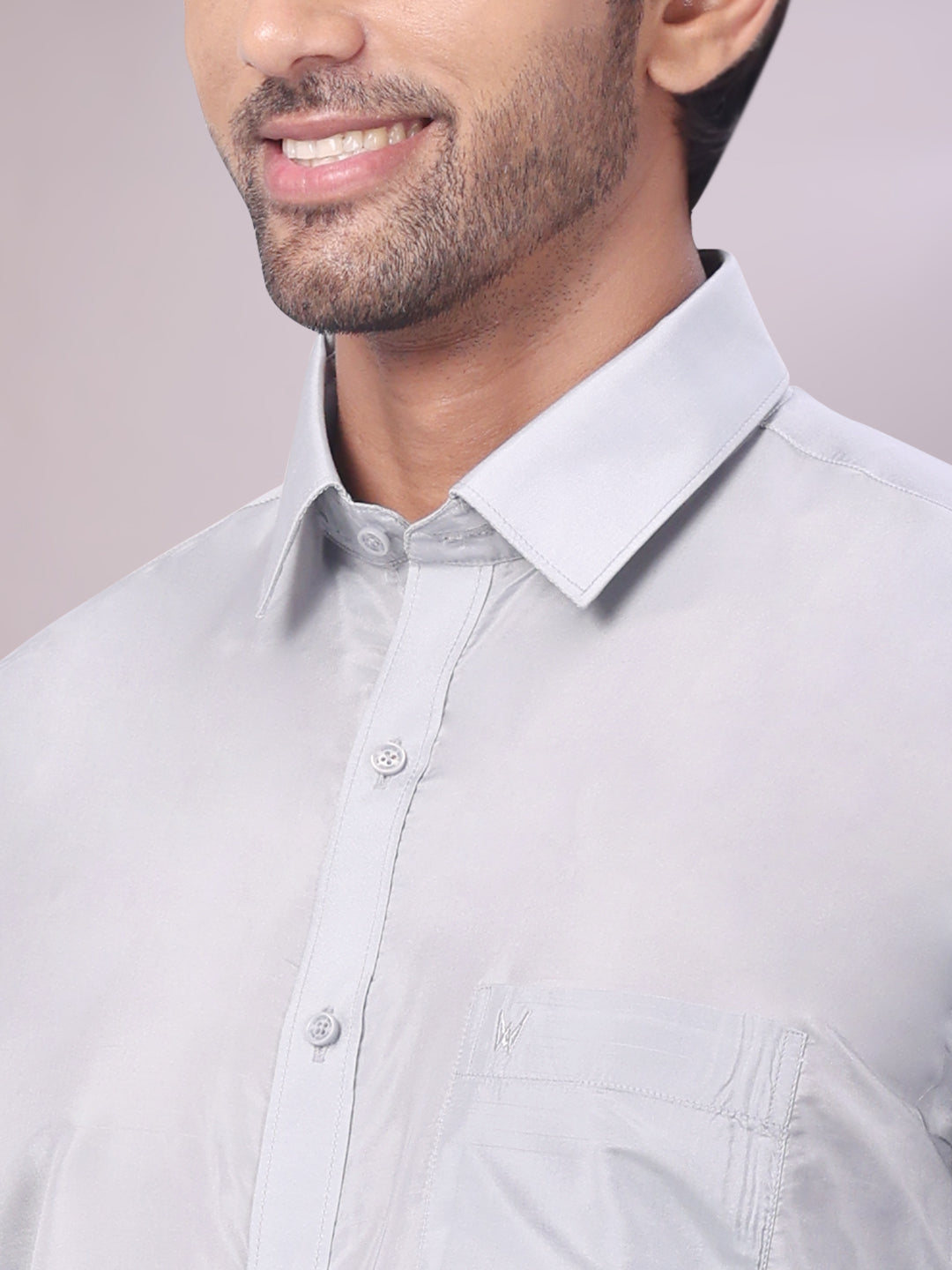 Men's Art Silk Steel Grey Full Sleeves Shirt Finesse close view