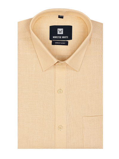 Mens Cotton Regular Fit Butter Colour Shirt Urban Light by Minister White