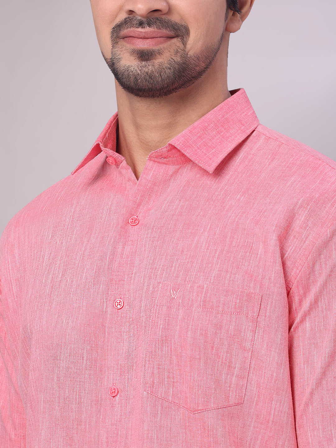 Pink Colour Cotton Shirt close view