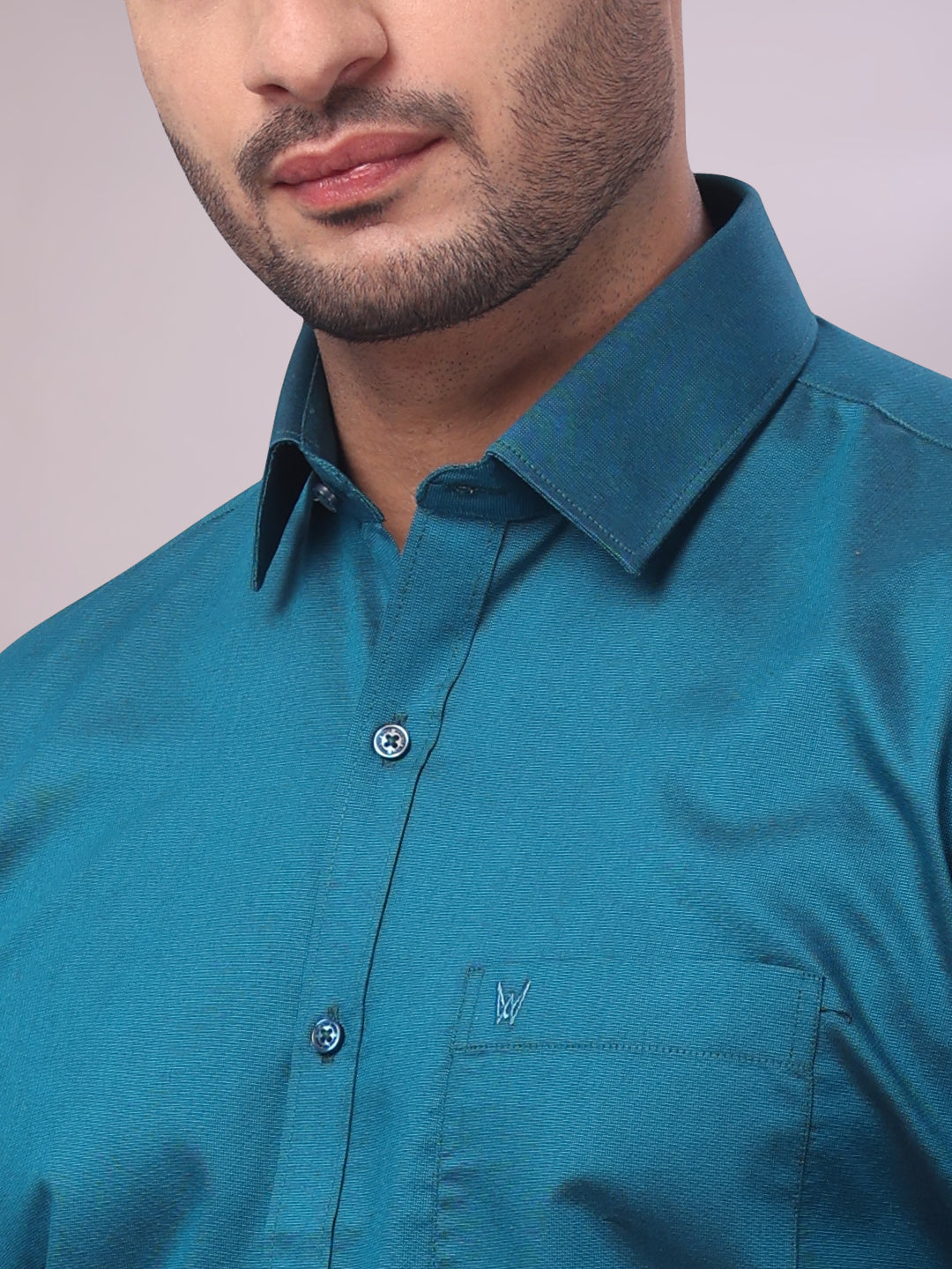 Men's Cotton Steel Blue Shirt Nector close view