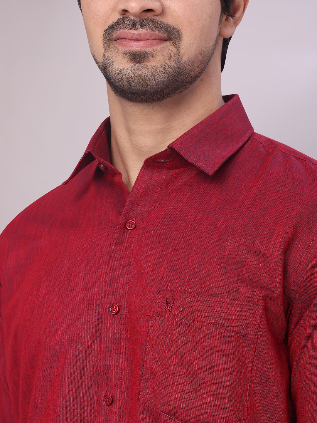 Maroon Colour Cotton Shirt close view