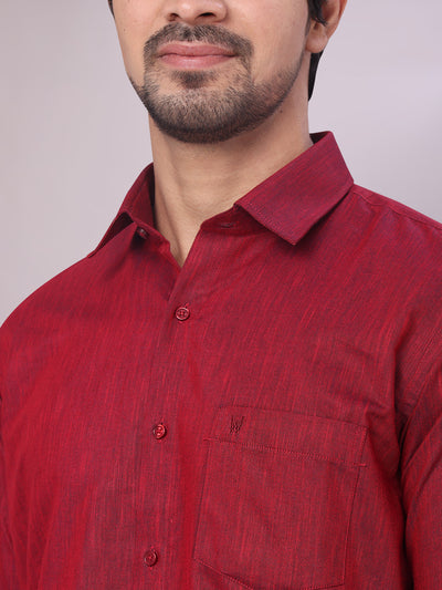Maroon Colour Cotton Shirt close view