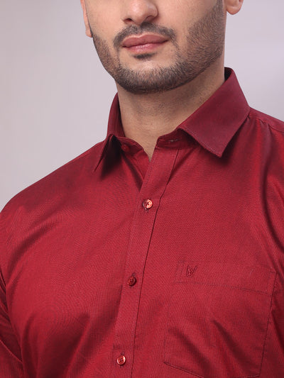 Men's Cotton Maroon Shirt Nector close view