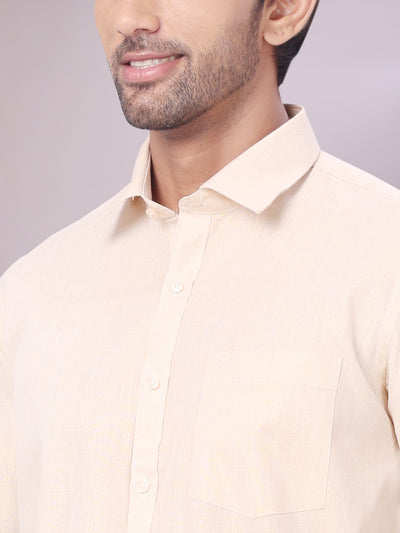 Men's Wedding Tissue Gold Colour Shirt Maverick close view