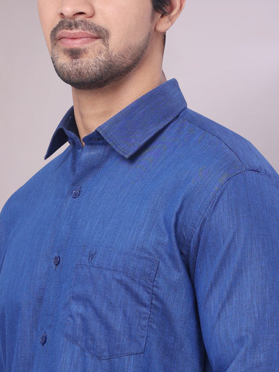 Dark Blue Colour Cotton Shirt close view