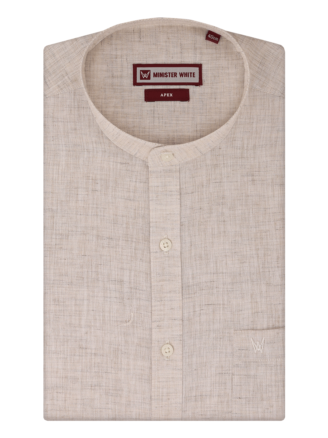 Men's Light Brown Color Chinese Collar Regular Fit Shirt Apex