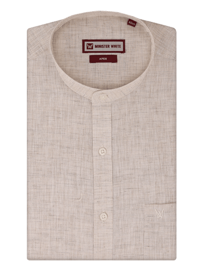 Men's Light Brown Color Chinese Collar Regular Fit Shirt Apex