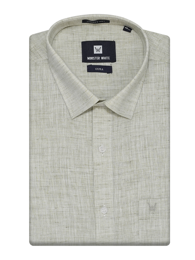 Mens Cotton Sap Colour Regular Fit Shirt Oura by Minister White