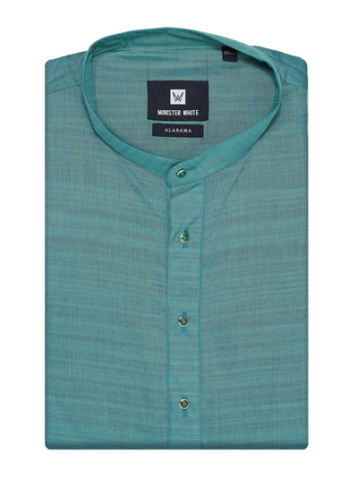 Mens Cotton Blue Colour Full Sleeves Kurta Alabama by Minister White