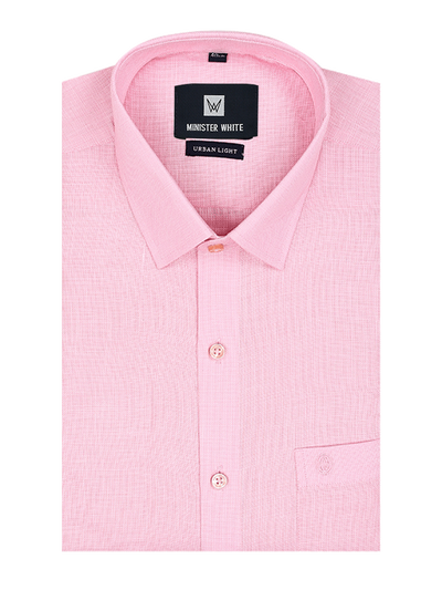Mens Cotton Regular Fit Pink Colour Shirt Urban Light by Minister White