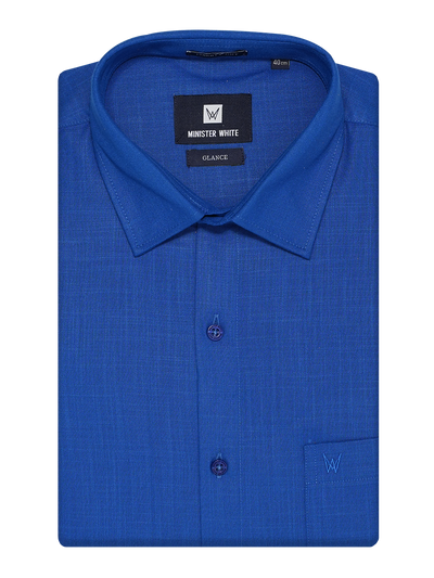 Mens Cotton Blue Colour Regular Fit Shirt Glance by Minister White