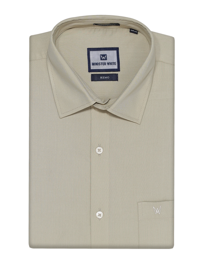 Mens Cotton Regular Fit Sandal Colour Shirt Remo by Minister White