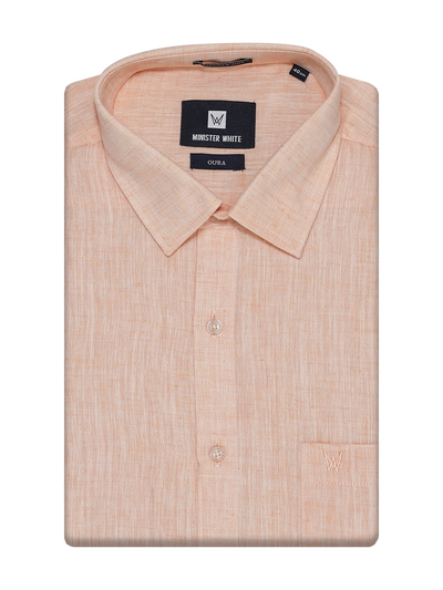Mens Cotton Peach Colour Regular Fit Shirt Oura by Minister White