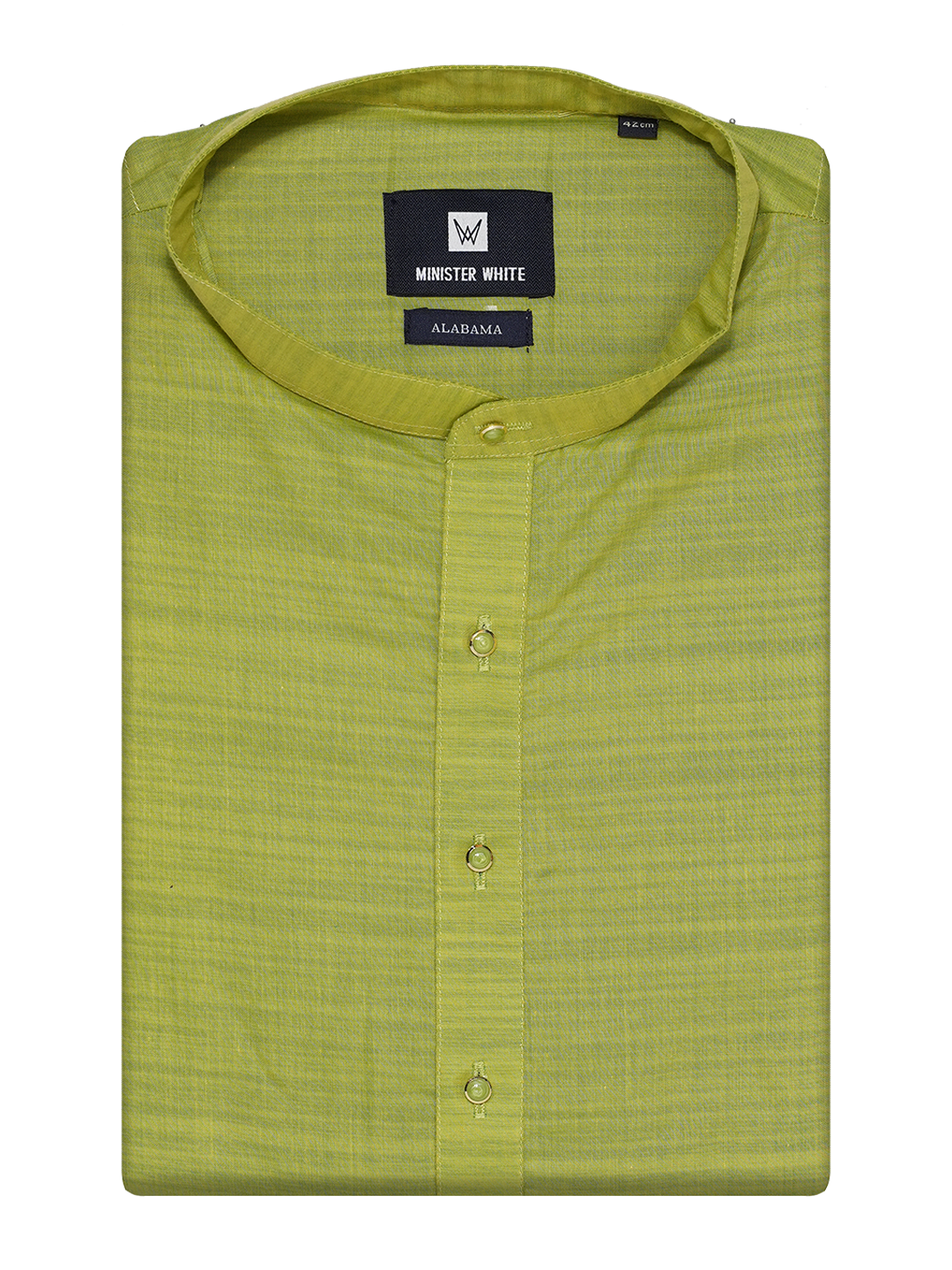 Mens Cotton Light Green Colour Full Sleeves Kurta Alabama by Minister White
