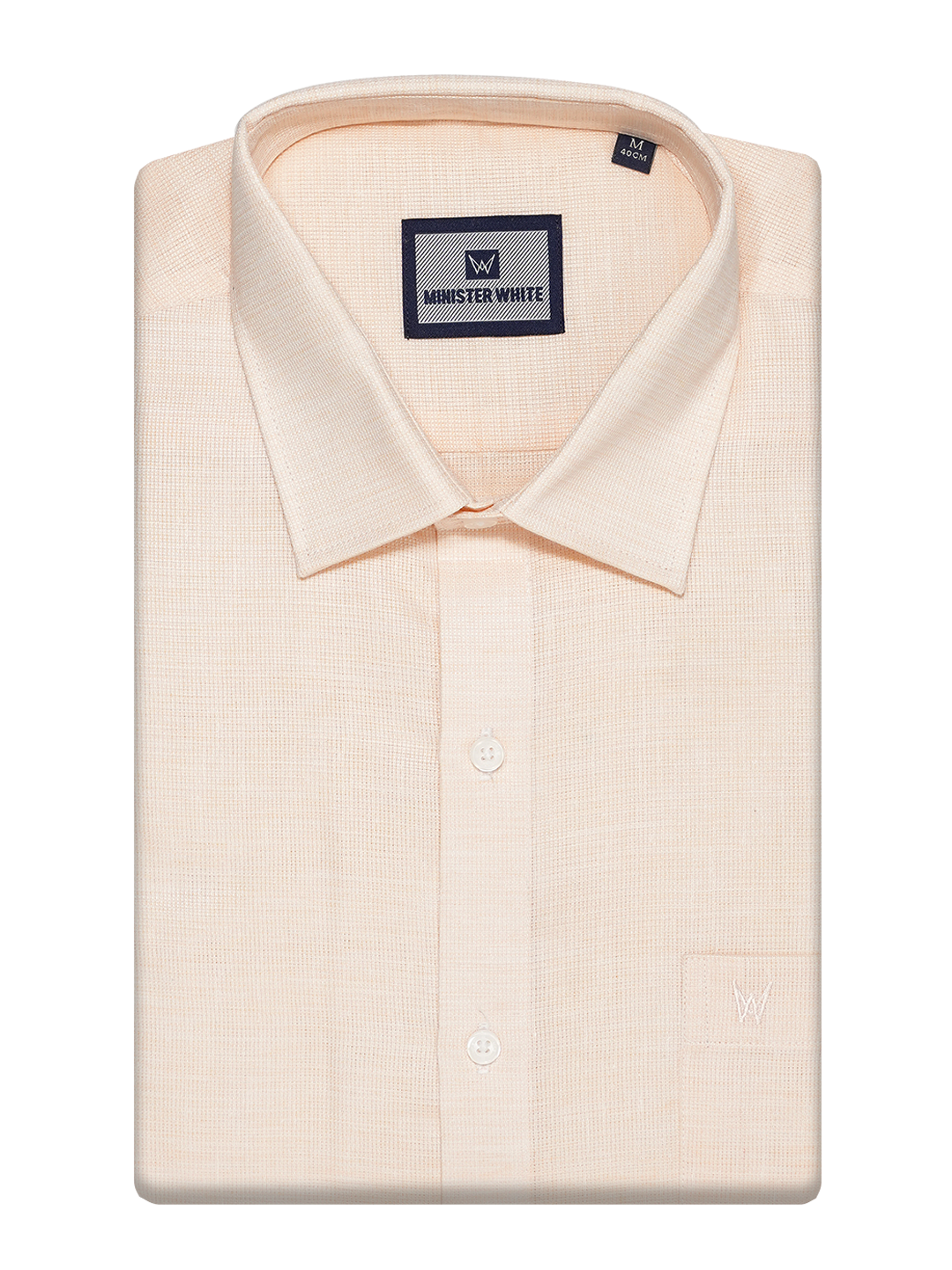 Mens Starch Cotton Peach Colour Regular Fit Shirt Coral by Minister White