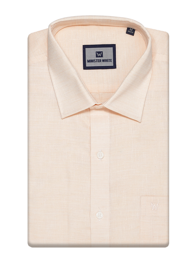 Mens Starch Cotton Peach Colour Regular Fit Shirt Coral by Minister White