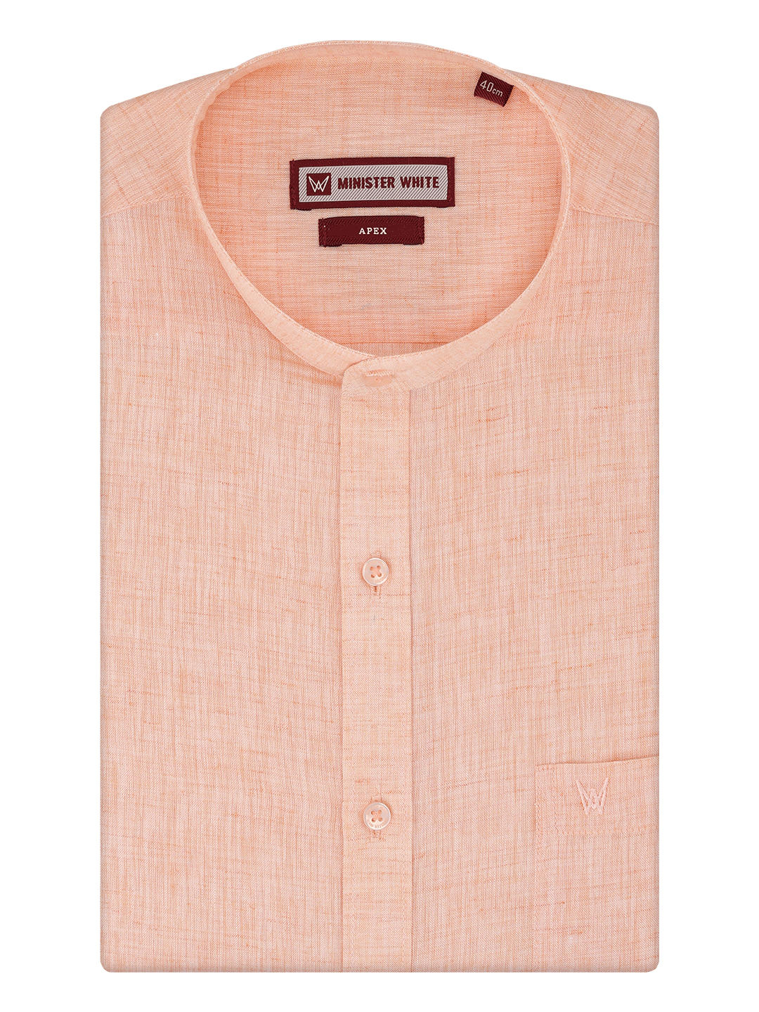 Men's Light Orange Color Chinese Collar Regular Fit Shirt Apex