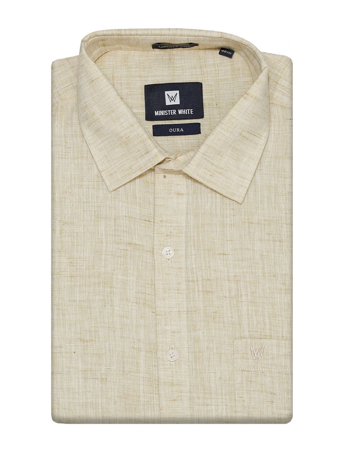 Mens Cotton Sand Colour Regular Fit Shirt Oura by Minister White