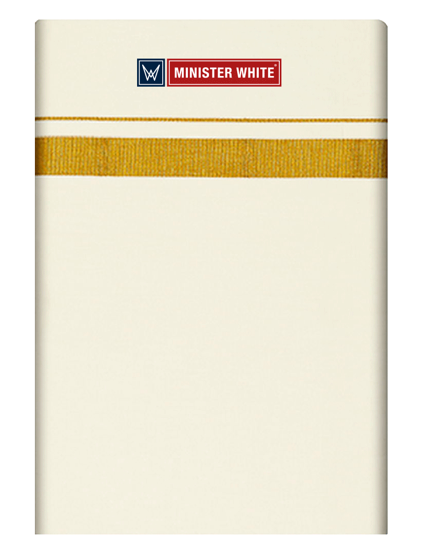 Mens Cotton Cream Single Layered Dhoti with 3/4" Gold Jari Border - Activa by Minister White