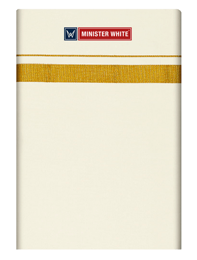 Mens Cotton Cream Single Layered Dhoti with 3/4" Gold Jari Border - Activa by Minister White
