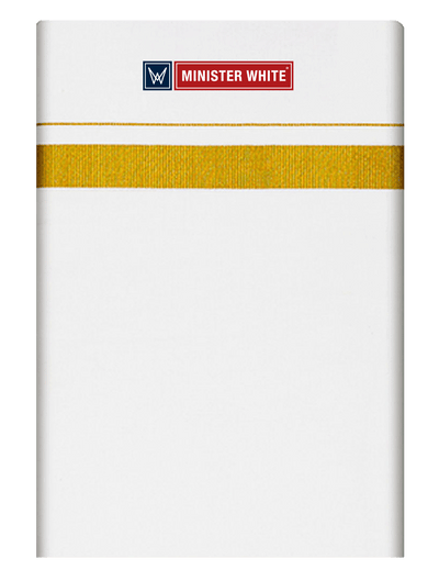 Mens Cotton Cream Single Layered Dhoti with 3/4" Gold Jari Border - Advik by Minister White