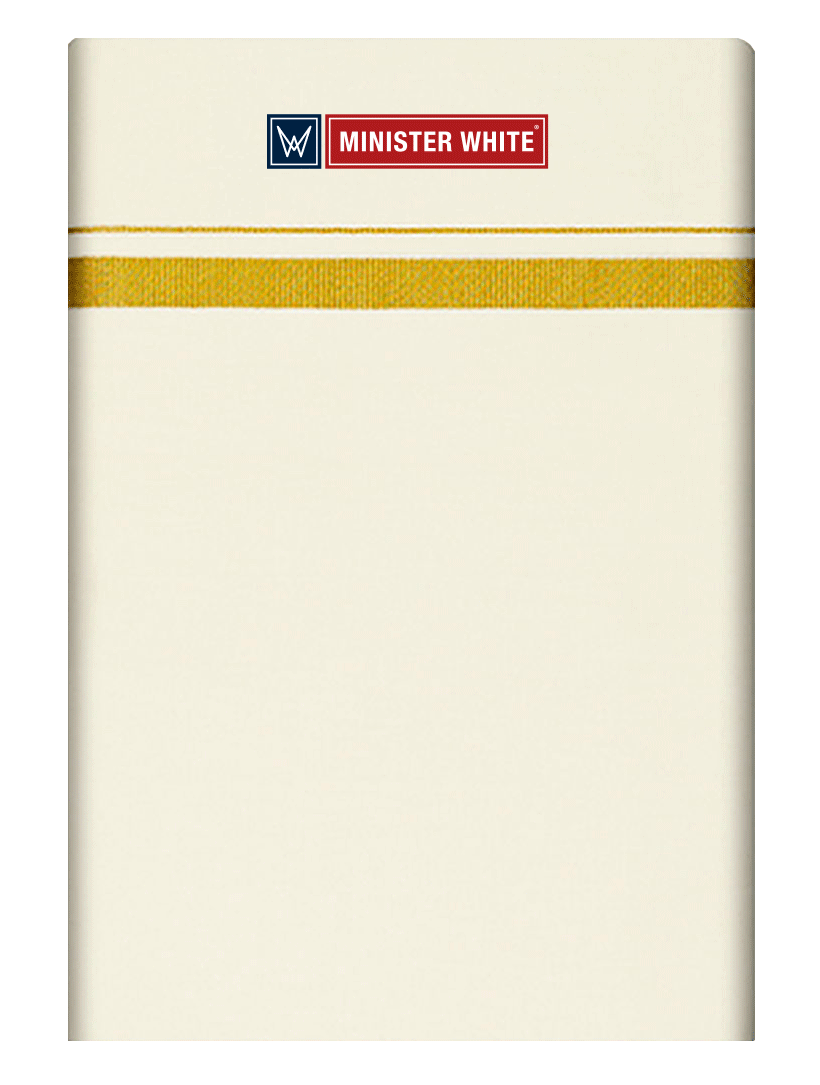 Mens Cotton Cream Single Layered Dhoti with 1/2" Gold Jari Border - Advik 1/2 by Minister White