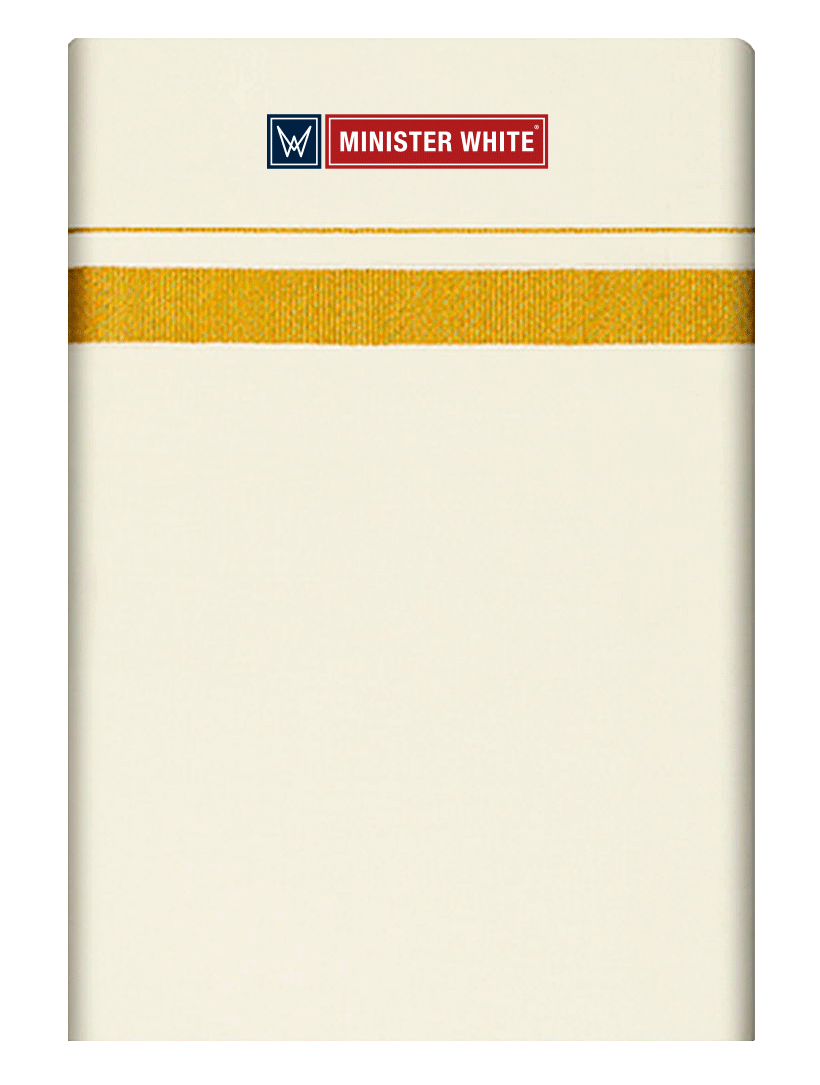 Mens Cotton Cream Single Layered Dhoti with 3/4" Gold Jari Border - Advik 3/4 by Minister White