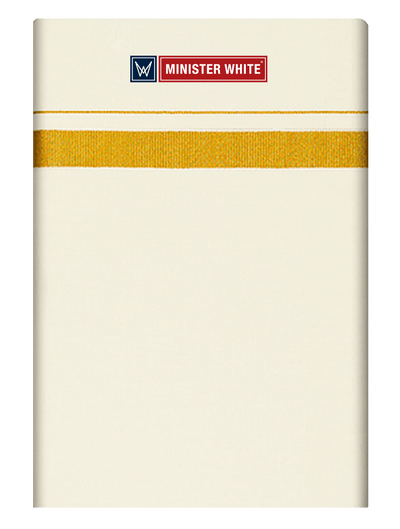 Mens Cotton Cream Single Layered Dhoti with 3/4" Gold Jari Border - Advik 3/4 by Minister White