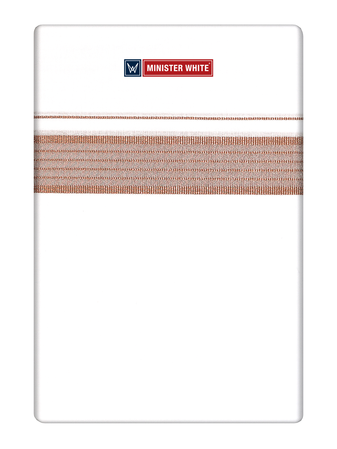 Mens Cotton White Single Layered Dhoti with Copper Fancy Border - Benz by Minister White