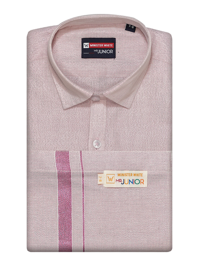 Boys Tissue Rose Colour Shirt with Dhoti Combo Ambitious Boy by Minister White