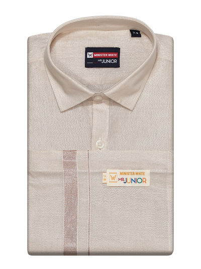 Boys Tissue Light Copper Colour Shirt with Dhoti Combo Ambitious Boy by Minister White