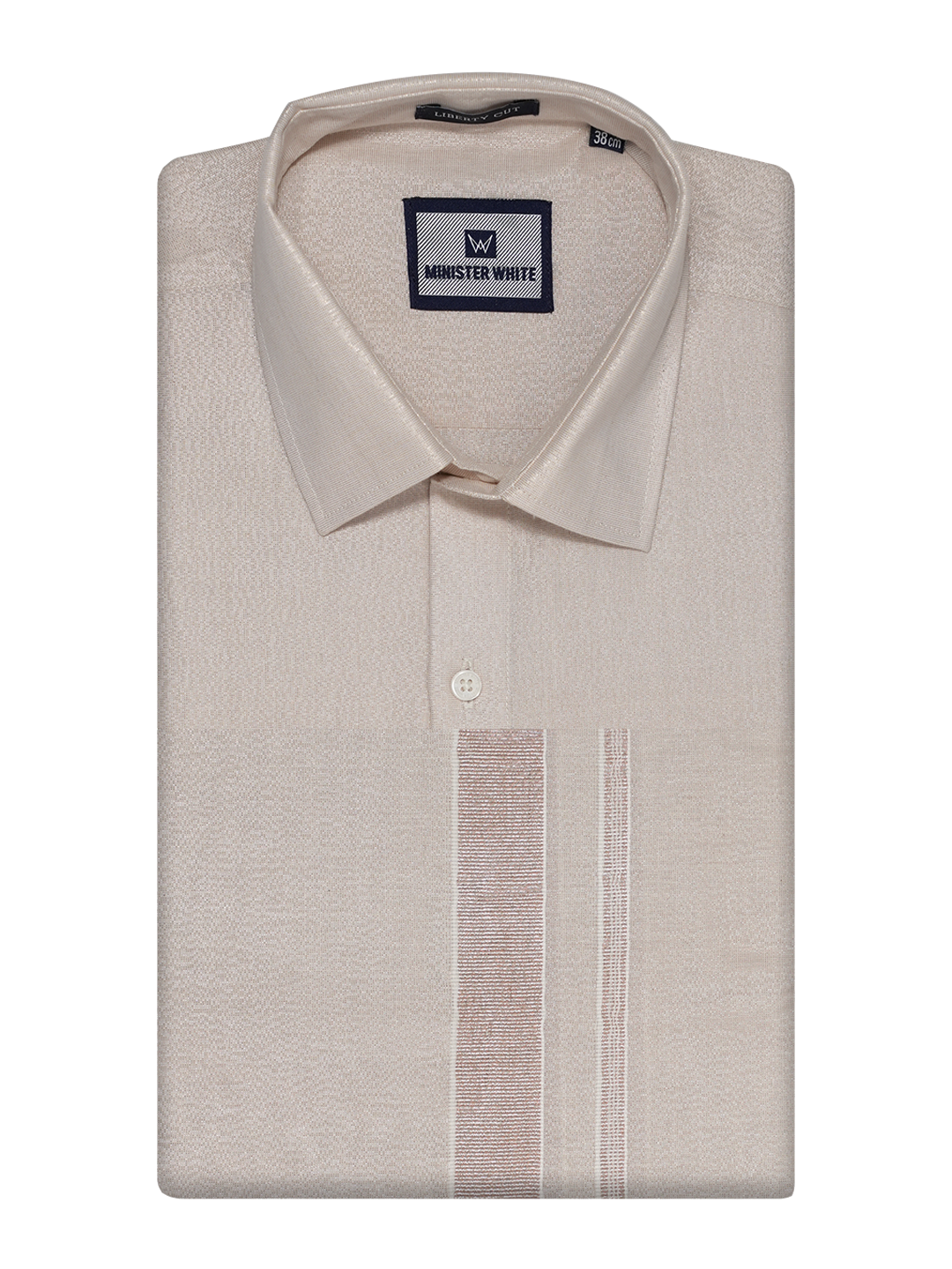 Mens Tissue Light Copper Colour Dhoti Shirt Wedding Combo Maverik by Minister White