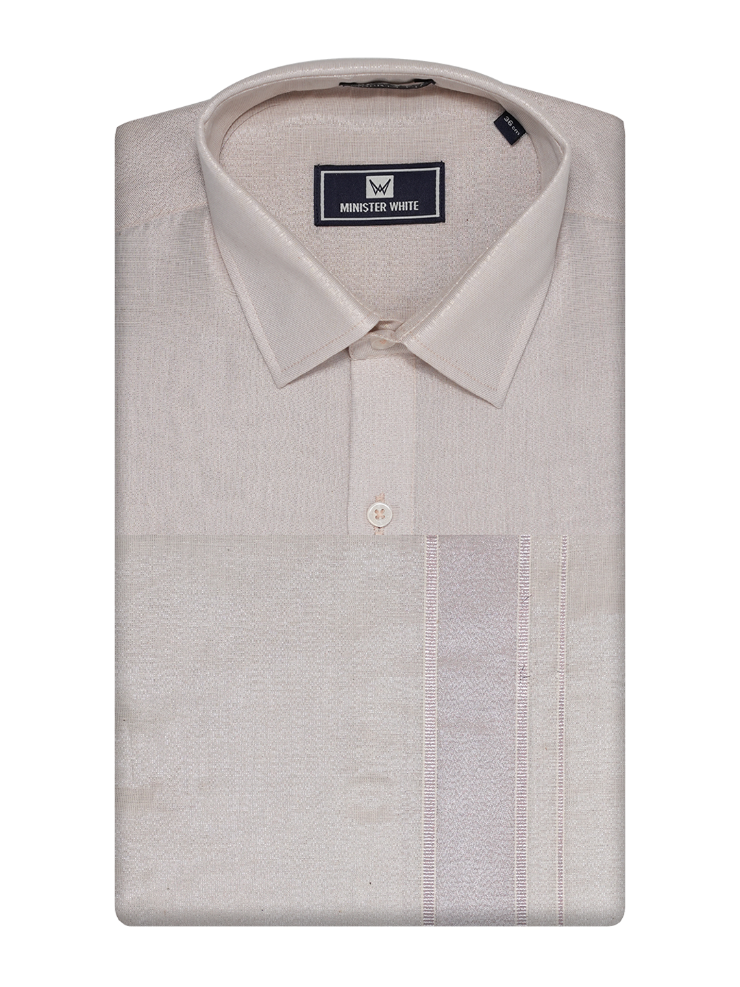 Mens Tissue Almond Colour Dhoti Shirt Wedding Combo Maverik by Minister White